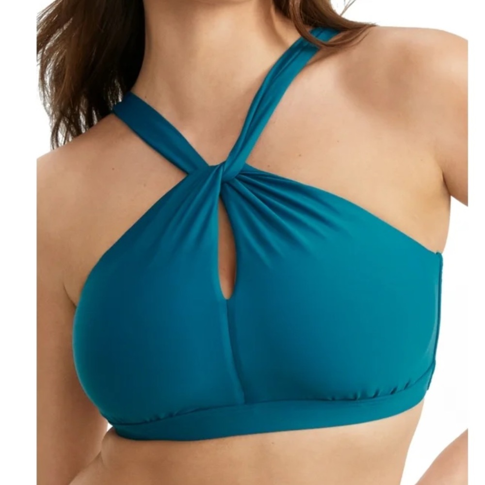 NWT Birdsong High-Neck Bikini Top deep ocean size 38DD